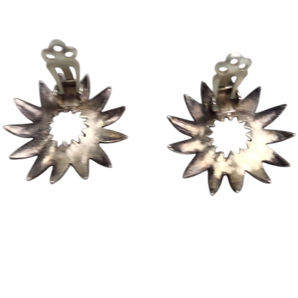 1920s Sterling Silver Marcasite Clip On Earrings - Picture 3 of 4